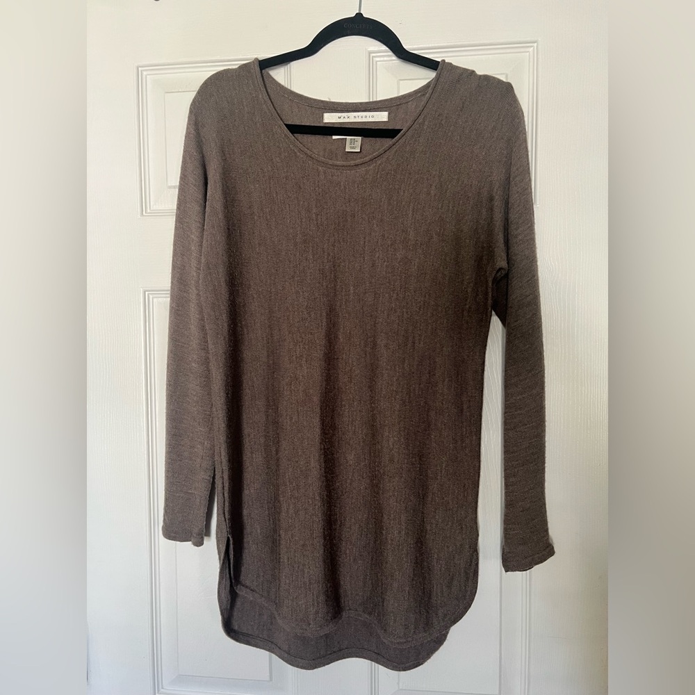 Max Studio Extra Fine Marino Wool Women's Mauve Long sleeve knit